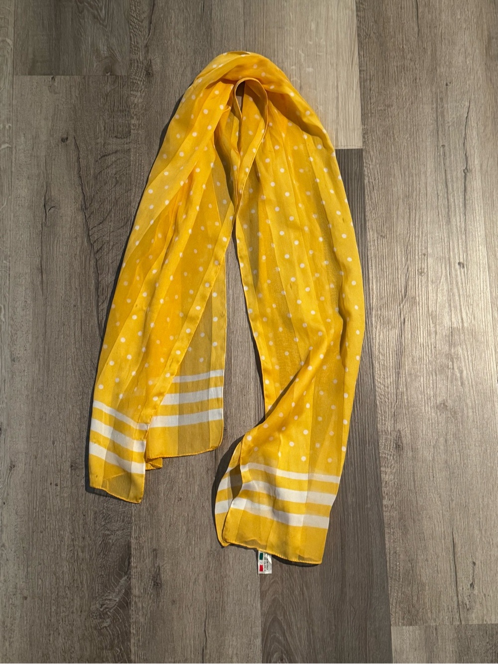 Made in Italy Lightweight Yellow Polka Dot Women's Scarf - Classic Style
